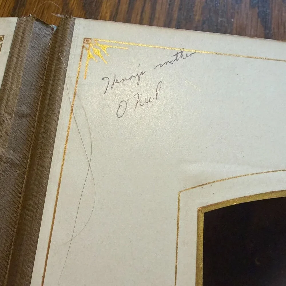 Antique photo album 1800s metal clasp full cabinet card‎ photos cloth cover